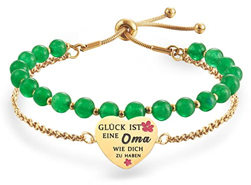 LParkin Oma Armband - Doppelt Geperlt, Rostfreier Stahl, Einstellbar, Bestes Geschenk für Oma