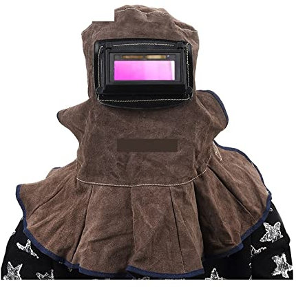 Schweißhaube, Schweißermaske, Leder-Schweißkleidung, Leder-Schweißhelm-Maske, Solar-Flip-Cover-Linse, atmungsaktives Leder, Schweiß-Gesichtsmaske, Haube, Schweißer-Sicherheitsschutzhelm, hitze-/feuerb