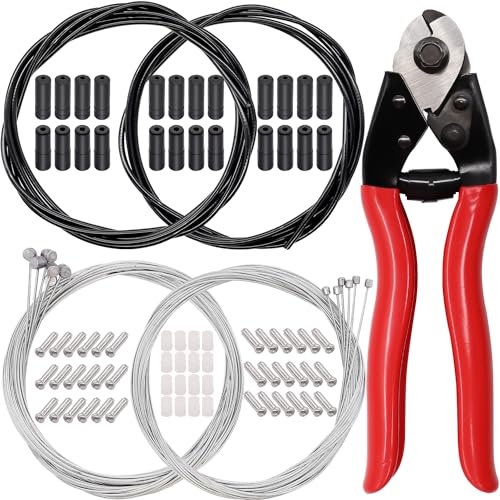 87 Pcs Stainless Steel Wire Cutter Bike Brake Cable Housing Shifter Cable Housing Universal Bike Cable Kit Bicycle Brake Cable Shift Cable with Bike Cable End Caps O-Rings