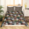 Lodge Plaid Bettbezug Hirsch Bär Patchwork Tröster Abdeckung 200x200 Rustikale Bettwäsche Sets,Wildlife Plaid Bär Hirsch Gedruckte Bettwäsche Sets,Camping Bettwäsche Sets mit 1 Kissen Sham,Braun