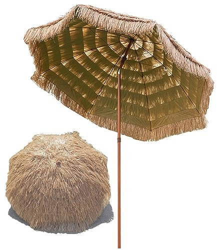 MEOMO Grand Parasol De Jardin Parasol De Patio, Hawaïen De Parasol En Paille, Parasol Drapé For Jardin/Terrasse/Balcon,2.1 M(H), Protégé Contre Les UV, Orientable/redressable (Size : 2m)