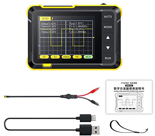 Karlak Handheld Digital Oscilloscope Portable 400V Voltage Measurement 200KHz Bandwidth 2.5MS/s Real-time Sampling Rate 2.8inch Sn Multifunctional Oscilloscope Instrument with Firmware Upgrade Func