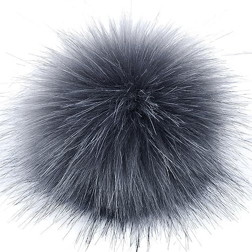 SYSUII 10 Stück 8cm Kunstfell Pompon Fellbommel Pompon Bommel für Mützen Beanies Fellbommel Fellpompon Künstlicher Haarball für Tasche Anhängern Schlüsselanhänger Dekoration Bekleidung Zubehör -grau@