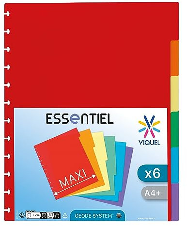 Viquel - Lot de 6 Intercalaires Maxi A4 avec perforation spéciale pour porte vues GEODE à pochettes amovibles, 152487-06