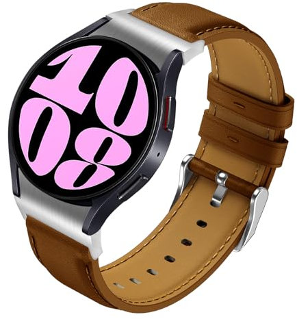 Syxinn Cuero Correa para Samsung Galaxy Watch 6 40mm 44mm Correa, Watch 6 Classic 43mm 47mm, Correa Galaxy Watch 4/4 Classic 46mm 42mm, Galaxy Watch 7/Watch 5/5 Pro Pulsera de Cuero para Hombre Mujer