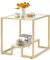 GIANTEX Mesa de Centro Cuadrada de Cristal Dorado - 2 Niveles de Vidrio Templado Con Marco de Metal - Moderna Para Salón y Té - 56 x 56 x 56,5 cm