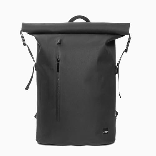 KNOMO Cromwell Roll Top 16 Zoll wasserdichter Laptop-Rucksack, Reiserucksack, Lässiger Tagesrucksack für draußen,Schwarz