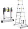 Ikodm 1.7M+2.0M Teleskopleiter 5 + 6 Stufen Klappleiter A-Rahmen Max Belastung 150 KG/330 Pfund, Aluminium Ausziehleiter für Dachreparaturen, gefaltete Größe 65cm