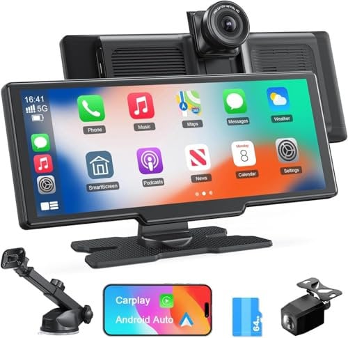 Avylet 9,26 Wireless CarPlay Display für Apple CarPlay & Android Auto, 4K Dashcam mit 1080P IP67 Rückfahrkamera CarPlay, 64GB Karte, OTA-Updates, GPS Navigation, Bluetooth 5.0, Mirror Link, FM/AUX