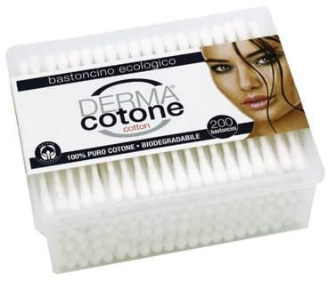 Dermacotone Bastoncini Ovattati Biodegradabili, 200 Bastoncini