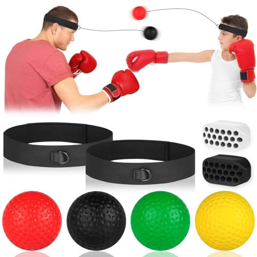 Flintronic Boxen Reflexball, Boxen Training Ball, Reaktionsball Boxing Equipment, Boxbälle mit Kopfband, Perfekt für Reaktion, Agilität, Schlaggeschwindigkeit,Kampffähigkeit und Auge-Hand-Koordination