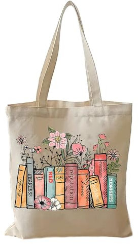 Lonimia Stoffbeutel Bedruckt, TS Album Inspirierte Tragetasche Damen, TS Canvas Tote Bag Stofftasche Aesthetic Tragetaschen Baumwolltasche Leinentasche Geschenk Musikliebhaber (Blume)