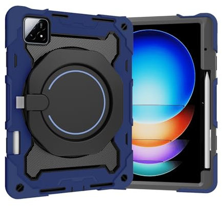 nincyee Funda de silicona para tablet Xiaomi Pad 6S Pro de 12.4 pulgadas, a prueba de golpes, con soporte para lápices, correa para el hombro, anillo grande giratorio para niños