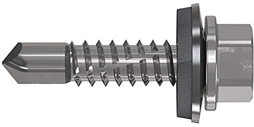 Refabo Blechschrauben selbstschneidend RP-K Plus Bohrschrauben 5,5x38 mit Sechskantkopf und E16 Dichtung, Klemmbereich 1-18mm, Bi-Metall A2, Stahl - 100 Stück