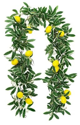 2 Pezzi 5,74 Piedi Ghirlanda di Limoni Artificiali con Foglie Verdi, Ghirlanda di Verde Primaverile Ed Estivo con Limoni, Ghirlanda di Limoni Finti per la Cucina di Casa, Feste, Matrimoni, Decorazioni