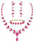 EVER FAITH Schmuckset Österreichisches Kristall Braut Schmuck-Set, elegante Marquise Strass Blatt Halskette mit baumelnden Ohrringen Tennis-Armband-Set, Hot Pink