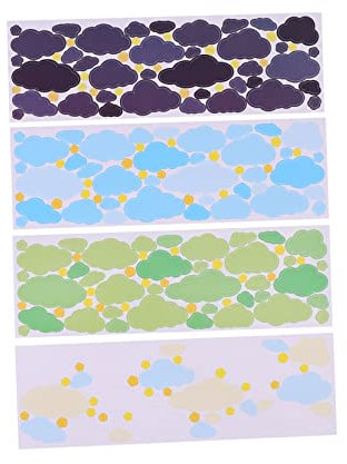 CORHAD 4blätter Teiliges Wolken Dekorative Sticker Für Diy Tagebuch Scrapbook Haushalt Schule Bunte Abwischbare Aufkleber Mit Starkem Farbauftrag Und Feiner Verarbeitung