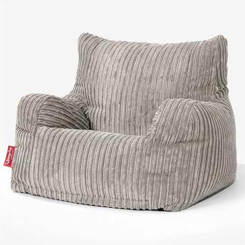 Lounge Pug Sitzsack Sessel für Kinder und Teenager 6-14 Jahre, Nerzfarben Cordstoff, Kinderzimmer, Wohnzimmermöbel