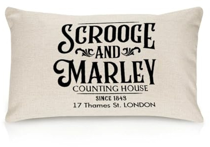 Yelolyio Scrooge und Marley Zählhaus-Kissenbezüge, inspirierender Spruch-Kissenbezug, 30,5 x 45,7 cm, Baumwolle, rustikale Dekoration für Sofa, Wohnzimmer, Schlafzimmer