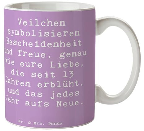 Mr. & Mrs. Panda Tasse Spruch 13. Hochzeitstag Veilchenhochzeit - Geschenk, Ehejubiläum, Bescheidenheit, Partnerschaft, Kaffeetassen,