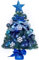 NALONE Mini Snow Flocked Christmas Tree with Lights and Timer, 24 Inch with 27 Pcs Ornaments, 90 Branch Tips Tabletop Tree for Holiday Decoration Blue