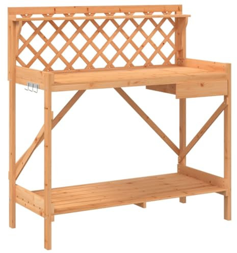 Genérico Banc pour pots de fleurs avec treillis en bois massif de sapin marron, wenjingqi-368429