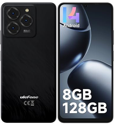 Ulefone Note 20 Pro Handy 8GB+128GB/1TB Erweiterbar, 50MP Kamera Octa Core Android 14 Smartphone Ohne Vertrag, 6000mAh, 6.75 HD+ Display 90Hz 4G Dual SIM Handys, Fingerabdruck Face ID GPS OTG-Schwarz