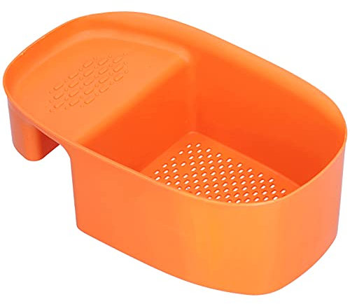 Aoveew Spülbecken-Abflussregal, multifunktionaler Restefilter, Obst- und Gemüse-Abtropfgestell, kompakter Küchen-Organizer für Ihren aufgeräumten Raum (Orange)