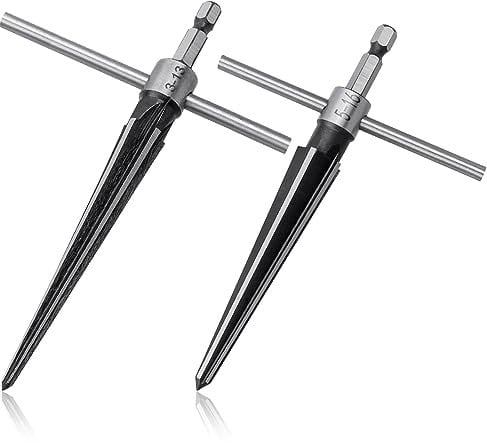 Mesee 2 Stück T-Griff Reibahle, Handlich Konische Reibahle, 1/4 T Förmige Konische Sechskantreibahle, Handreibahlen Kegelreibahle für Kegellöcher, Hamfering, Schraubensinklöcher, 3-13mm & 5-16mm