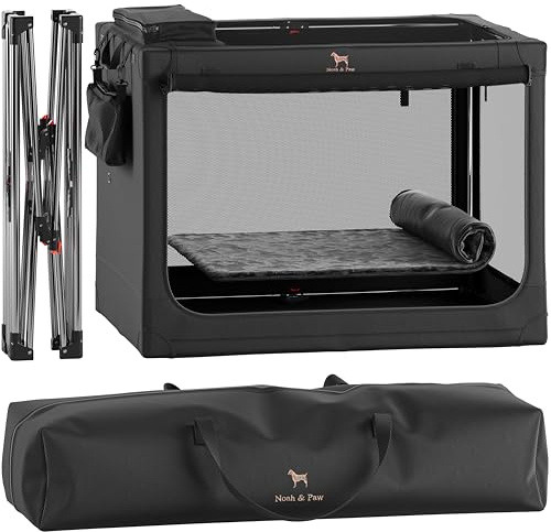 Noah & Paw Faltbare Hundebox 42 Zoll, XXL-Hundebox für XXL-, XL- und große Hunderassen, Transportbox fürs Auto, inklusive Haustiermatte für die Hundebox, 2 Aufbewahrungstaschen, Tragetasche