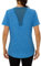 Terecey Maglietta Palestra Donna Sport Yoga T-Shirt Sportiva Indietro in Rete Manica Corta Maglia Fitness Elastico Morbido Top Pilates, Blu XXL