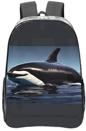 YQxwJL Orca Killer-Wal-Druck, transparenter Rucksack mit Taschen, Büchertasche, transparente Büchertasche für College, Arbeit, Freizeit, Sport, Schwarz, Transparent, Einheitsgröße