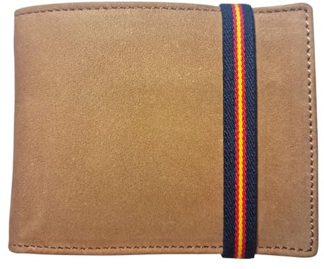 Cartera Hombre Piel auténtica. Bandera España. Artesanal. Compacta y Elegante. Monedero, tarjeteros y Doble Compartimento Billetes. Carteras y Billeteras para Hombre. Regalos Originales. Lukkalia