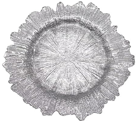 Silver Trendy Vintage Design Charger Plates – 33cm Elegant Polypropylene Underplates for Weddings, Parties, Anniversary, Birthday, Tableware, Catering Events & Special Events - Set of 1