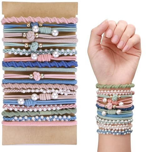 20 Stück Boho Haargummi, Damen Stretch Geflochtener Zopfgummi, Pferdeschwanz Niedliche Haargummis Hair Accessoires für Frauen und Mädchen Dickes Dünnes Haar