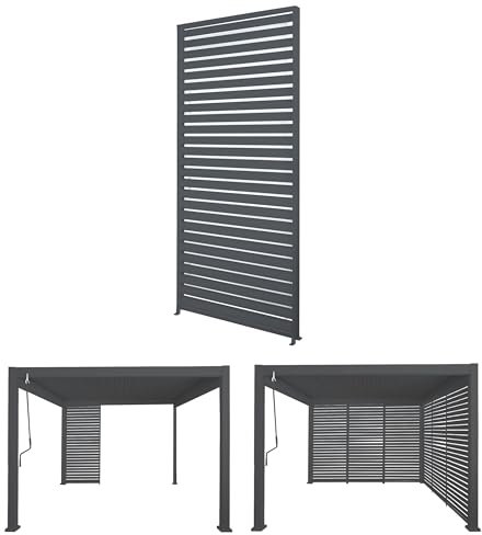 Aluminium Lamellenwand für Pergola HWC-N94 3x3m, Lamellenpaneel Modul Seitenwand Sichtschutz, 213x94cm - anthrazit