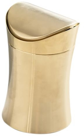 Holibanna Bote De Basura Mini Para Escritorio Tapa Metálica Diseño Moderno Acero Inoxidable Baño Oficina