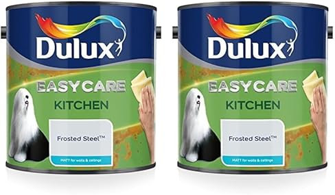Dulux 500000 Easycare Kitchen Matt Emulsion Paint For Walls And Ceilings, Frosted Steel, 2. 5 Litres (Pack of 2)