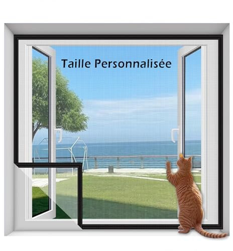 XIEMINLE Moustiquaire avec Rubans Adhésifs, Moustiquaire Fenetre Écran Filet Écran Insecte, Filet Chat Balcon Filet de Protection pour Chat, Barrière Chat Balcon