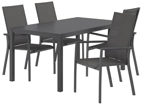 OUTLIV. Lucca Gartenmöbel-Set, 155x90x73cm, stapelbar, Anthrazit/Dunkelgrau | Textilene und Aluminium; stapelbar und mit Rückenlehne; 155x90x73cm; Anthrazit/Dunkelgrau; platzsparend, komfortabel