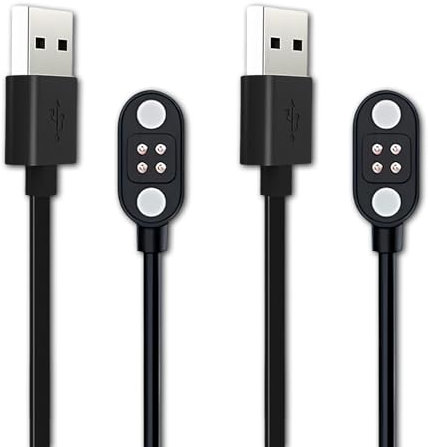Konstreet Bone Conduction Headphones Replacement Magnetic Charging USB Cable, Compatible with 4-Pin Interface, Smart Bands, and Smartwatches 2 Packs(2.54mm Pitch)