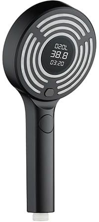 Edouard Rousseau - Douchette EKOGEST TEMPO Noire – Ecran de contrôle Température et Consommation – Dynamo (Sans pile) – Débit Limité à 9 L/min