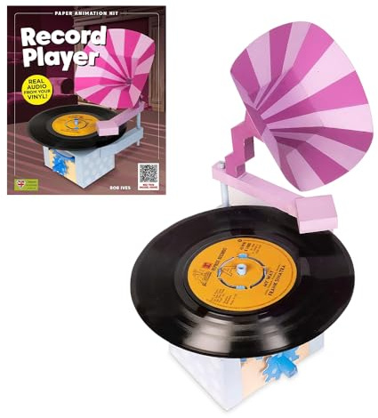 Go On Make Me – Animated Paper Craft Kit for Kids & Adults - Screen-Free DIY STEM Activity - Build Your Own Moving Model (Record Player)