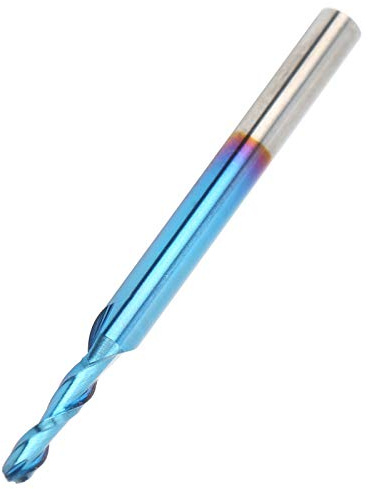 Spiral Ball End Mill 2 Flutes | CNC Router Bit for 3D Engraving/Wood/Plastic | Nano Blue Coated Carbide Drill Bit 3.175mm