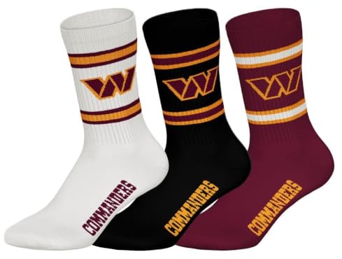NFL Unisex Team Crew Socken, 3er Pack | Weicher Baumwoll-Mix, gerippter Bund mit Streifen und Logo, atmungsaktiv, pflegeleicht