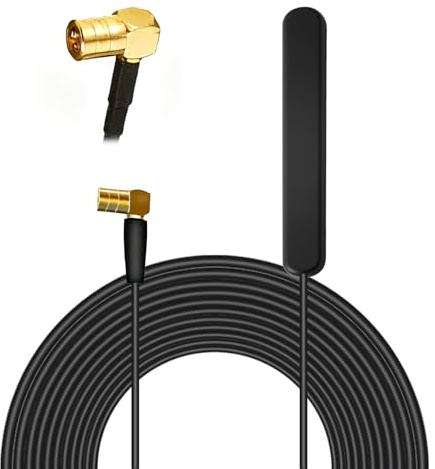 Antenne Dab Voiture, Antenne Radio Voiture Courte Universel Amplifiée, pour Autoradio FM AM, Adaptateur Mâle SMB Câble 3 Mètres, Adhésive pour Pare-Brise, Haute Sensibilité