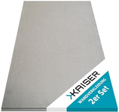 Kaiser Wandverkleidung 120 x 60 cm - Wandpaneel in Betonoptik Deko - wasserfest, leicht, selbstmontage - 2 Stück
