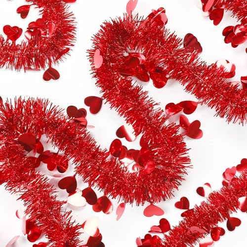 Valentinstag Deko Herz Girlande, Tinsel Garland, Herz Lametta Girlande, Herzgirlande Für Valentinstag, Romantische Deko, Heiratsanträge & Liebeserklärungen, 5 Stück Insgesamt 10 M