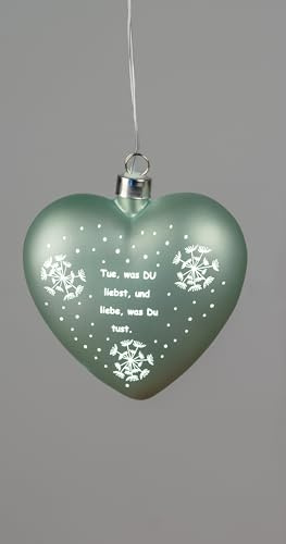 Dekoration Beleuchtete Deko-Herz hängend 15cm mit Spruch. Tue was Du liebst...LED Winter Dekoration Fenster Schmuck Fensterkugel