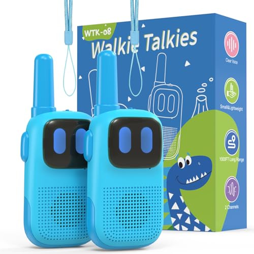 Walkie Talkie für Kinder, Kearui Funkgeräte Kinder woki toki Leichtgewichtig 2 Kanäle 1000ft Lange Distanz, Jungen Geschenk Spielzeug für 3-12 Jahre (See Blau)